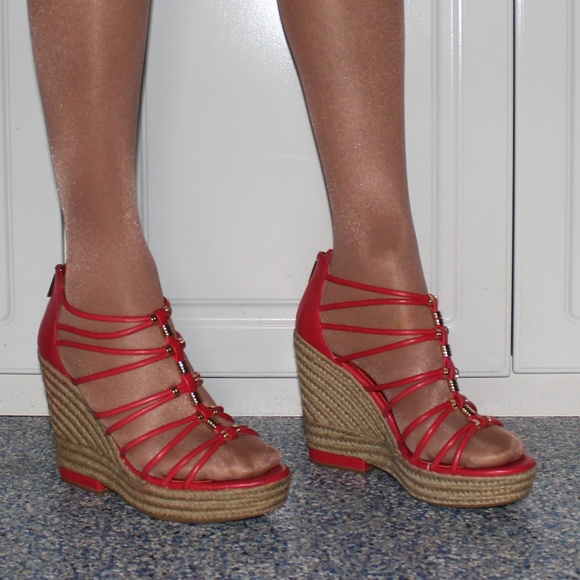 Isola Shoes - Isola Red Espadrille Platform Sandals Size 11